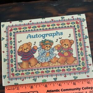 3 BEARS autograph book, NEW, MULTI COLOR BLANK PAGES inside